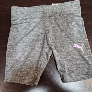 NWT Girls Sz 6 Heather Gray Puma Shorts With Pink Puma Athleisure Biker Shorts